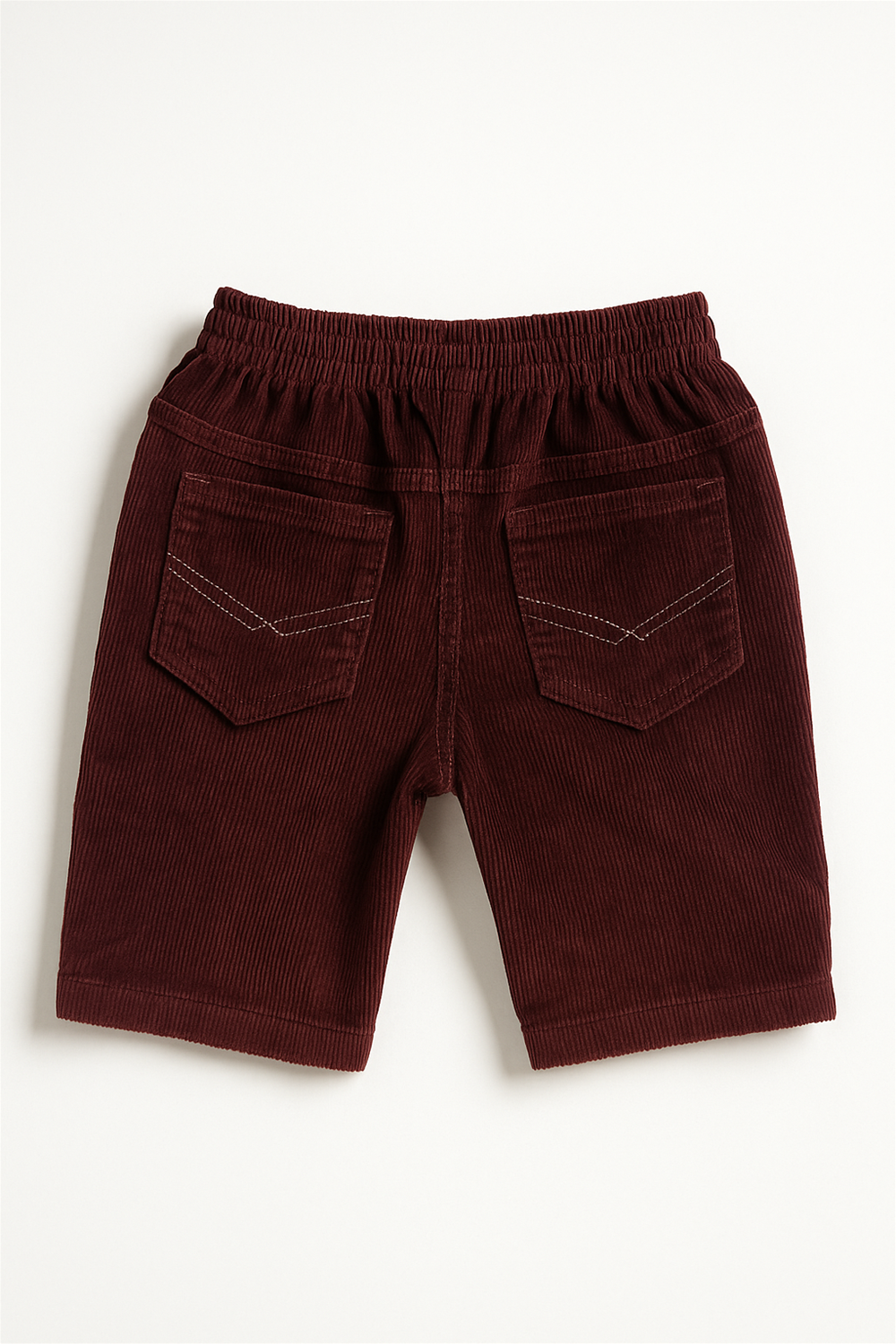Bright Maroon Corduroy with box side pockets and buttons., Ideal for casual wear.